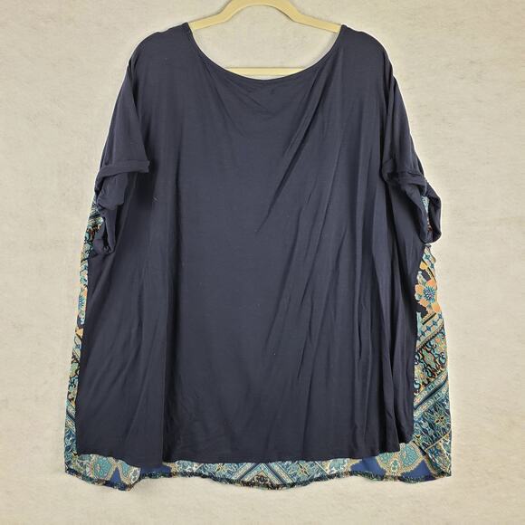 Maurices Women's 3X Paisley Mandala Short Sleeve Blouse Blue Black Green Boho‎ - Picture 6 of 8